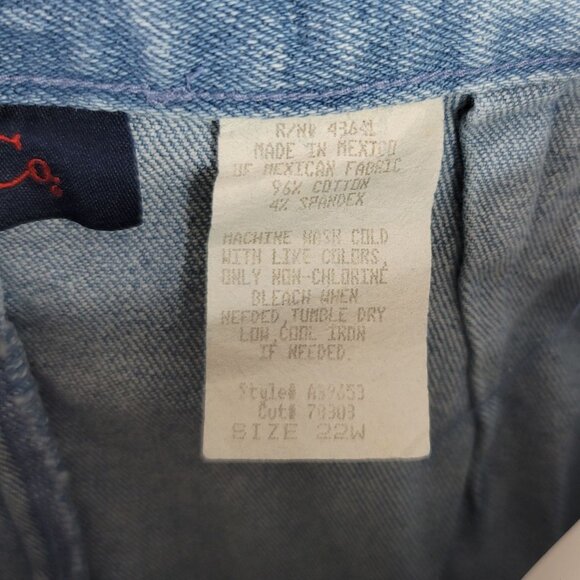 Denim & Co. Jean Maxi Skirt Blue 22W Flat Front Elastic Pockets Slit Zip VTG NWT - Picture 7 of 9